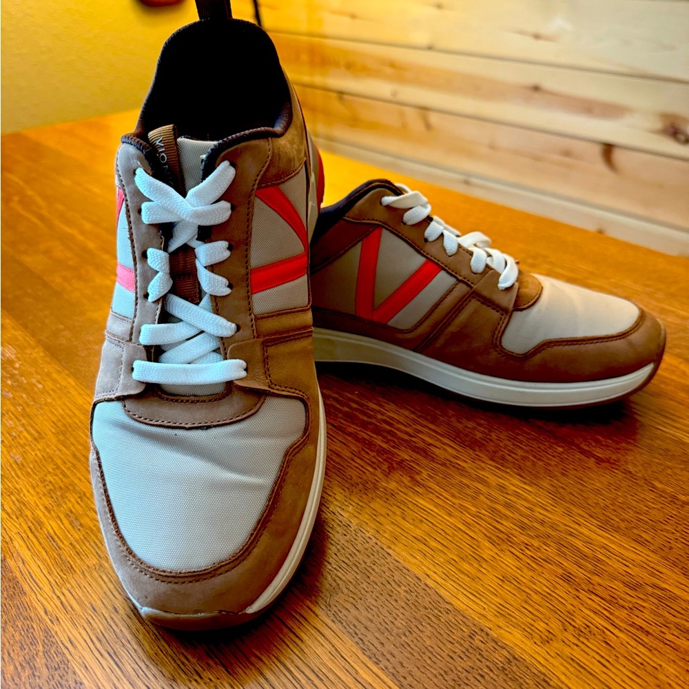 Vionic Women’s Golden Brown Suede and White Sneakers